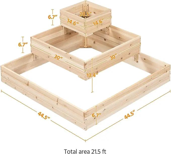 Yaheetech 3 Tier Wooden Raised Garden Bed 44.5'' L×44.5W×20.5×H, Horticulture Open-Bottom Planter Raised Garden Bed for Flowers/Herbs/Vegetables Planter Flower Box by GreenHaven Gardens