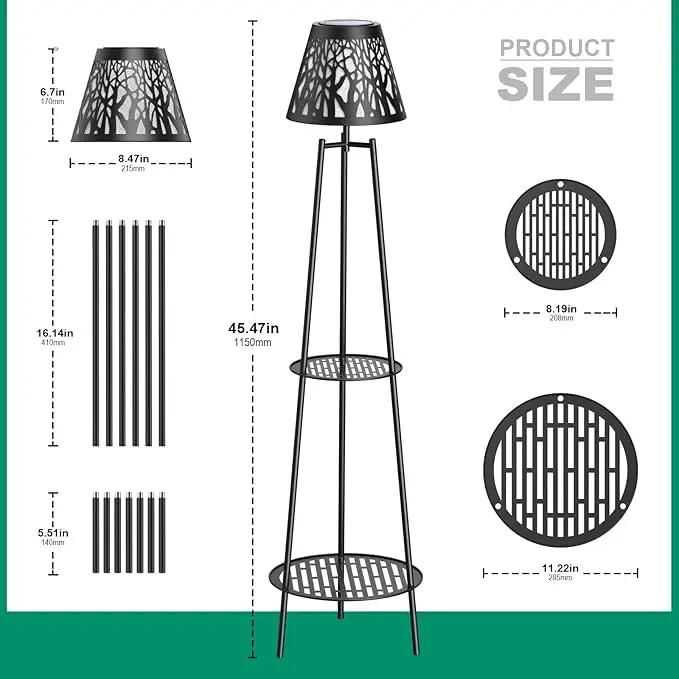 2 Pack Metal Solar Floor Lights Outdoor with Plant Stands, 45.5'' Solar Powered Street Lights, for Garden Yard Pathway Driveway Porch by GreenHaven Gardens
