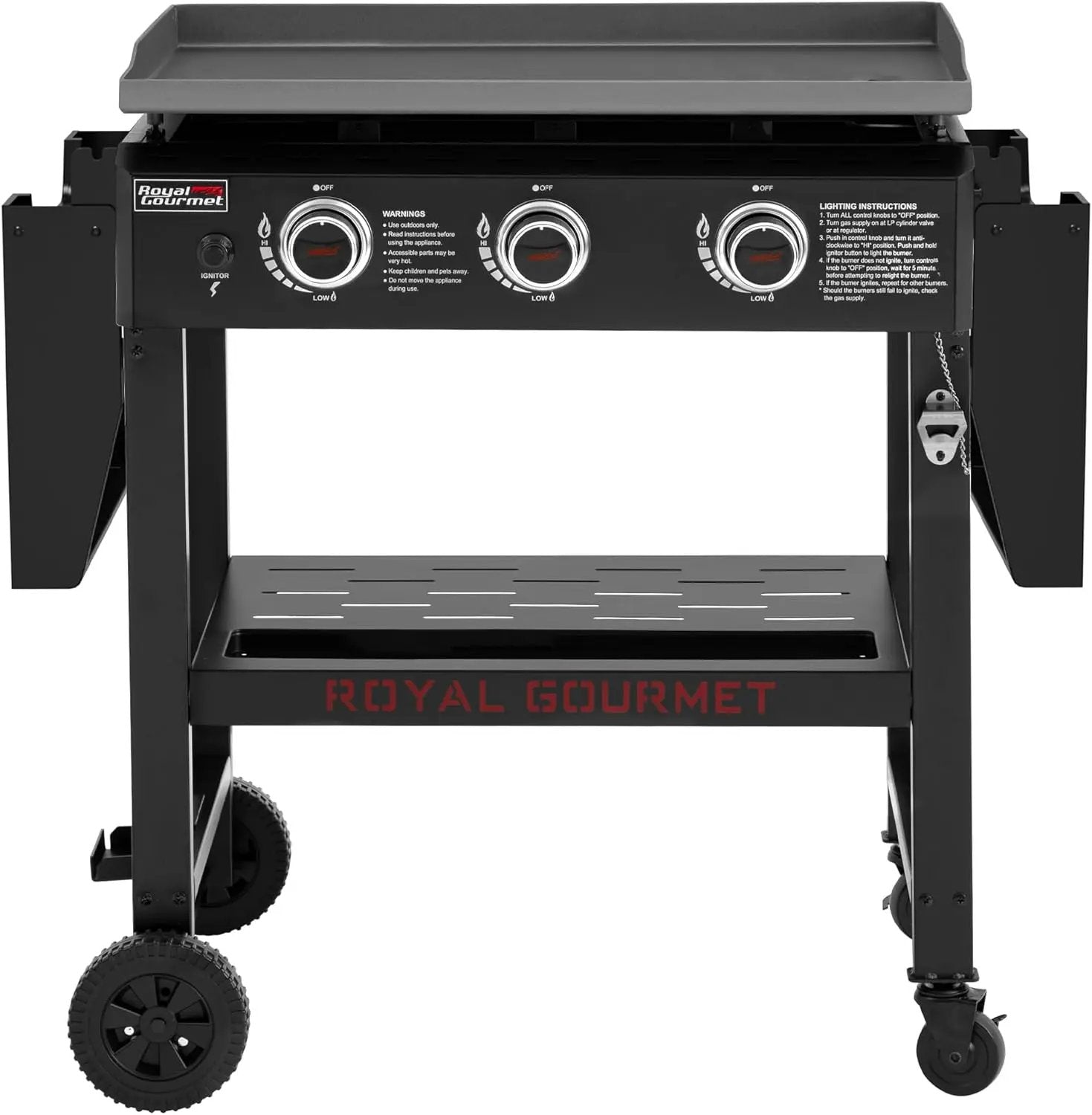 Royal Gourmet GB3000H 3 Burner Propane Gas Griddle with Foldable Side Tables, 28-Inch Flat Top Grill with 492 Sq. In. Cooking Area for Backyard and Tailgating, Black by GreenHaven Gardens