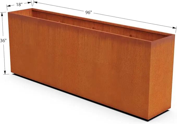 Corten Steel Planter Rectangle Outdoor Metal Garden Box Heavy Duty | Made in USA | Fully Assembled by GreenHaven Gardens