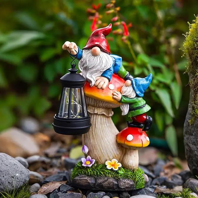 C&Y&G&X Solar Garden Gnome Statue - Waterproof Outdoor Mushroom Decor with Solar Lantern LED Lights for Yard, Lawn, Patio – Ideal Gifts for Mom Grandma Women Wife Sister by GreenHaven Gardens