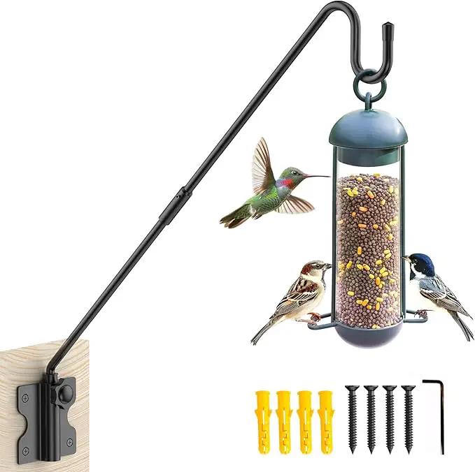 Wall Mount Heavy Duty Deck Hook-28 Inch Extended Reach Plant Hangers Outdoor -Bird Feeder Hanger for Deck Railing-Fence Plant Bracket Hooks for Hanging Hummingbird Feeders,Lanterns, More by GreenHaven Gardens