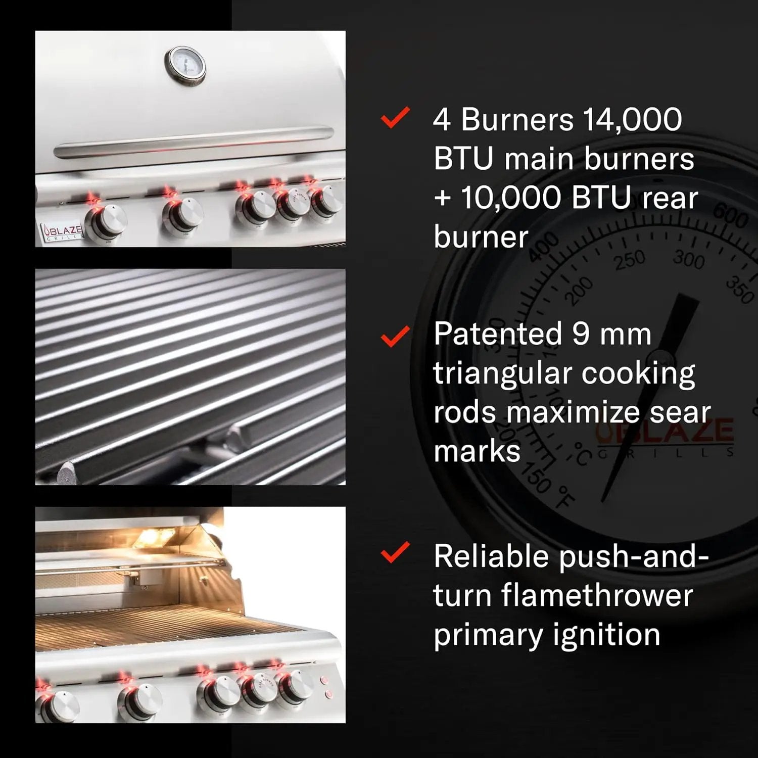 Blaze Outdoor Grill | 32-inch Stainless Steel Natural Gas BBQ Grill | 4 Burner Barbecue | Premium Outdoor Kitchen Grilling | Rear Infrared Burner & Grill Lights | BLZ-4LTE2-NG by GreenHaven Gardens