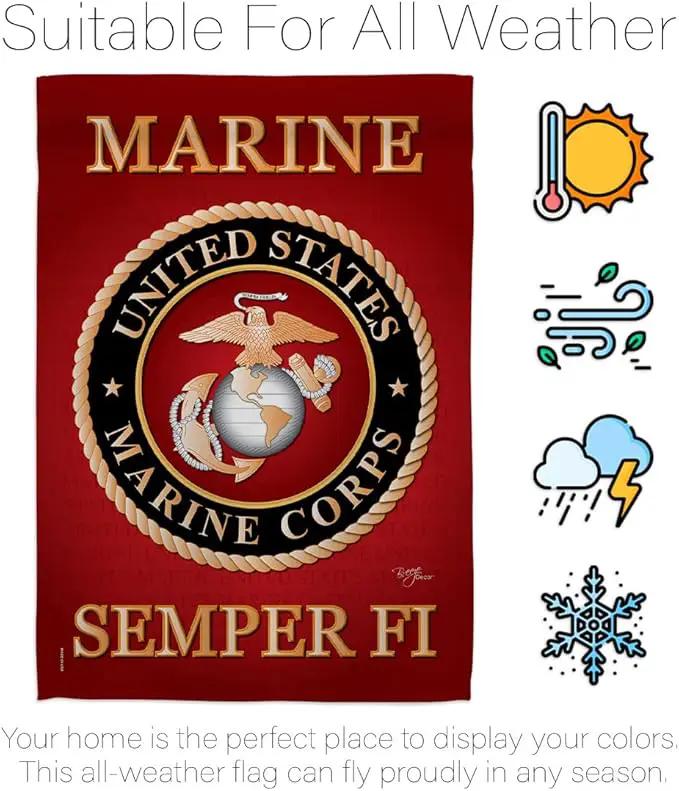 Breeze Decor HS108057-BO Marine Corps Americana Military Decorative Vertical Set, House Flag 28" x 40", Thick Fabric by GreenHaven Gardens