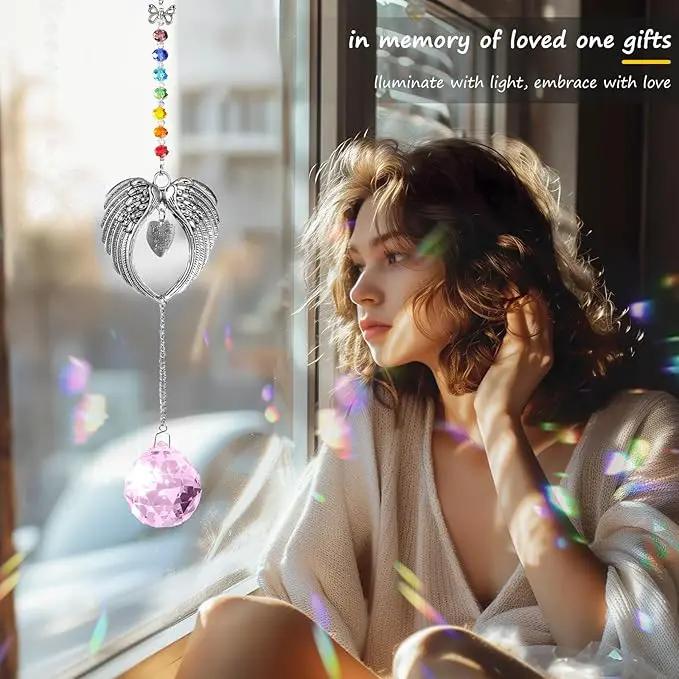 Memorial Gifts for Loss of Loved One Unique Sympathy Gifts Rainbow Sun Catcher Indoor Window Hanging Crystal Prism Grief Bereavement Gifts Ideas for Who Loss of Mom Dad (Pink) by GreenHaven Gardens