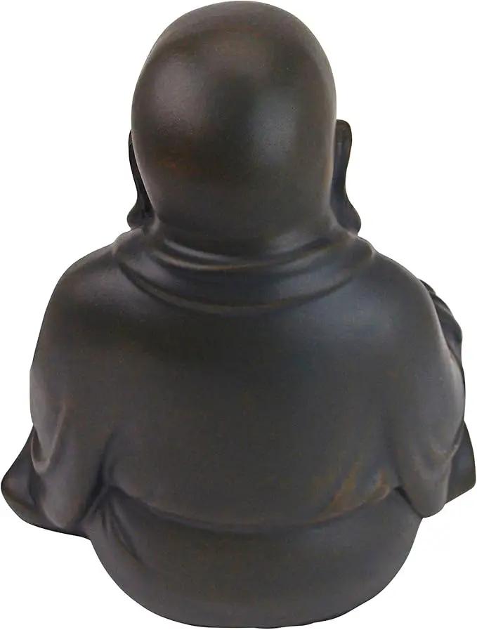 Design Toscano Laughing Asian Man Happy Hotei Garden Statue, Medium, 8 inches wide, 9 inches tall, Cast Stone Resin, Green Bronze Finish by GreenHaven Gardens