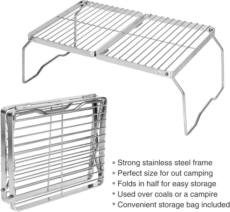 REDCAMP Folding Campfire Grill 304 Stainless Steel Grate, Adjustable Height Portable Camping Grill with Carrying Bag for Outdoor Cooking BBQ by GreenHaven Gardens