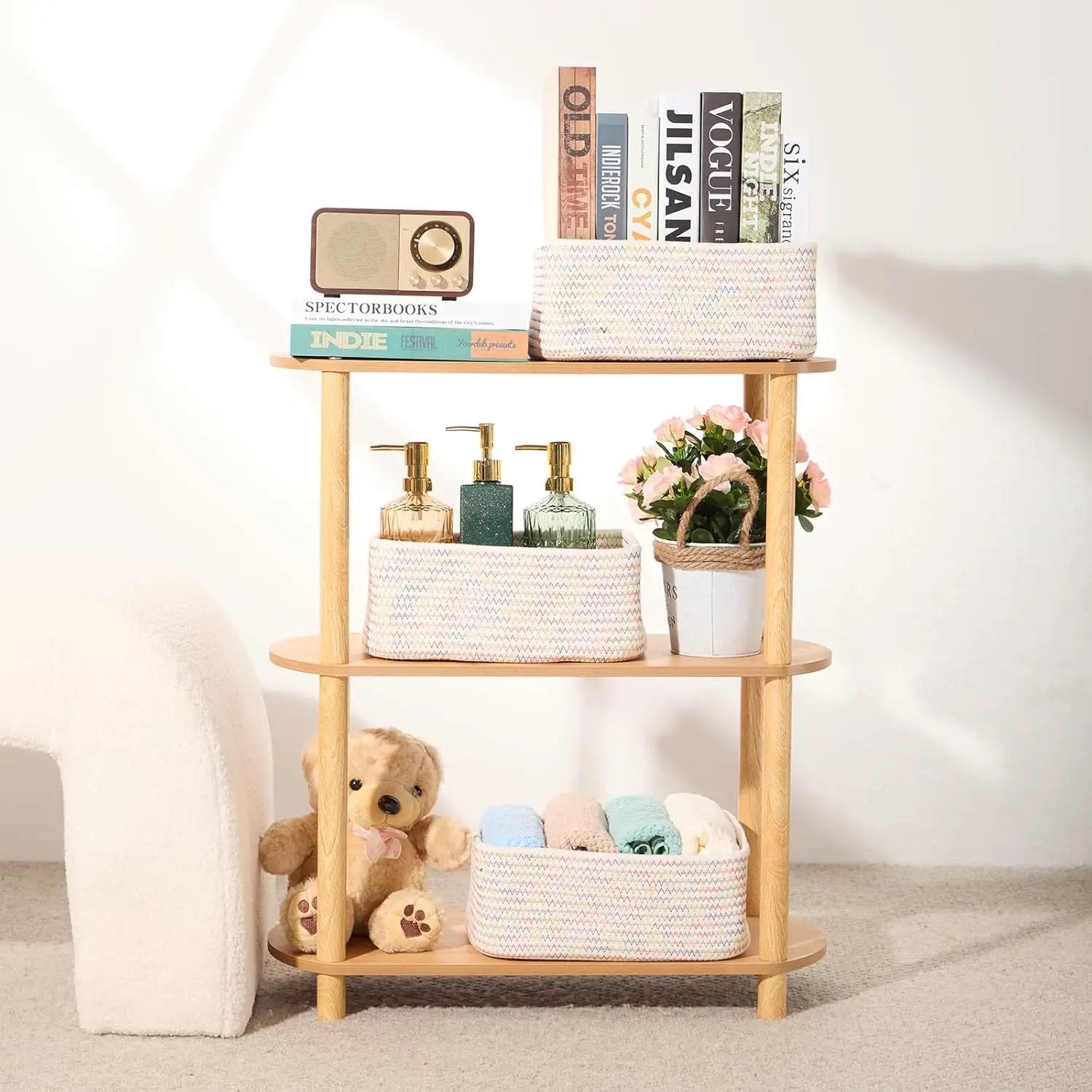 Small Storage Baskets for Organizing | Closet Organizer Bins | Shelf Toy Basket | Woven Rope Baskets | Cube Decorative Box | Shallow Basket | 11.5x7.5x4.7” | 4 Packs Rainbow by GreenHaven Gardens