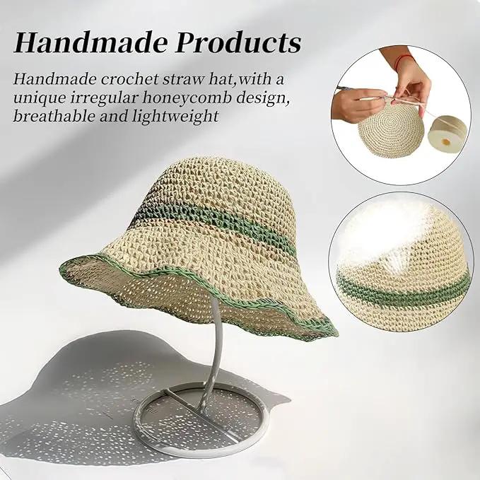 Floppy Big Beach Straw Hats for Women Foldable Summer Wide Brim Packable Sun Hat Womens Travel Straw Fedora Hat by GreenHaven Gardens