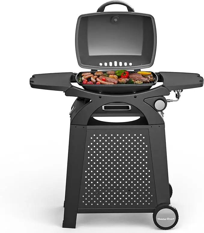 MASTER COOK Propane Gas Grill, Portable Tabletop Barbecue Grill with Cart for Patio, Camping, Travel by GreenHaven Gardens