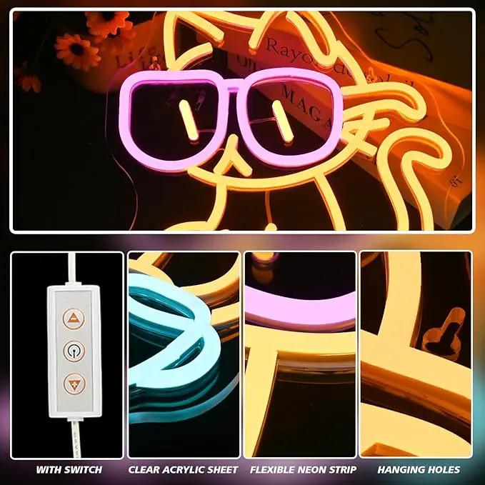 Cat Reading Book Neon Sign Wall Decor, Reading Cat Neon Light Bedroom Wall Decor Suitable for Classroom Book Party Library Decoration Reading Room Bookish Decor Gift by GreenHaven Gardens