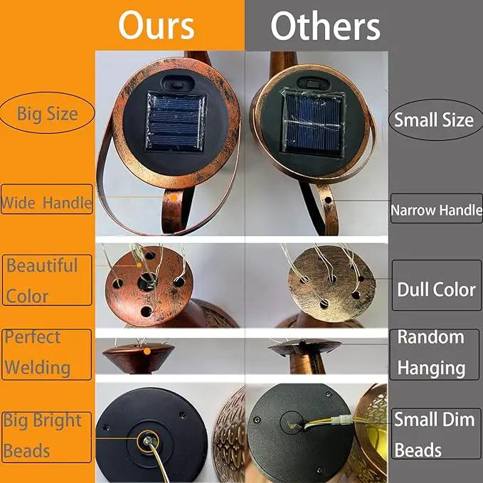 Solar Lanterns Outdoor Waterproof,Metal Watering Can Garden Decor,Hanging Solar Path Lights Yard Art,Outside Patio Decorations Gardening Birthday Gifts for Mom Grandma Women,with Hook,Large by GreenHaven Gardens