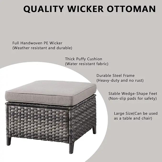 Outdoor Wicker Patio Furniture Set - 6 Piece Rattan Patio Conversation Set with 2 Rocking Swivel Chairs,2 Ottomans,1 Sofa and 1 Side Table for Porch Deck Backyard Garden(Mixed Grey/Grey) by GreenHaven Gardens