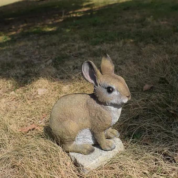 Rabbit Resin Animal Garden Statue Outdoor and Garden Decor Patio Yard (Rabbit 8.5 inch) by GreenHaven Gardens