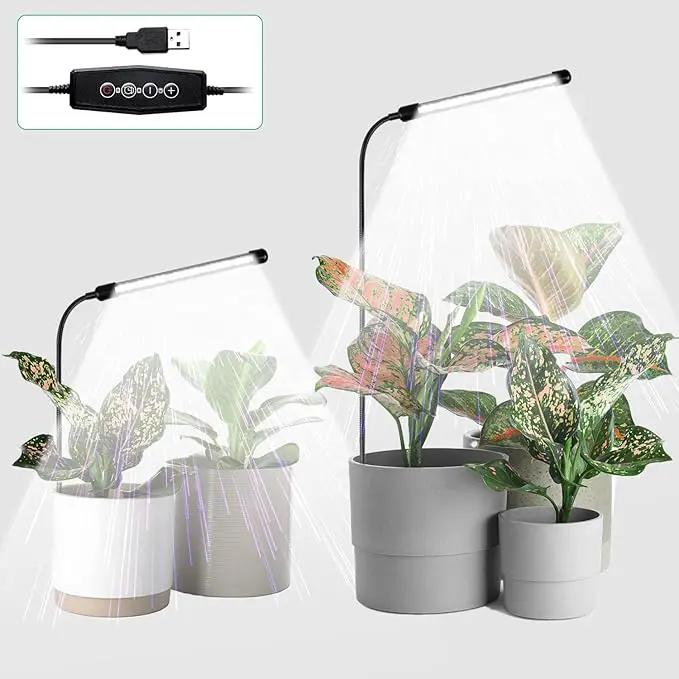Juhefa Grow Light for Indoor Plants Growing, 6000K Full Spectrum Gooseneck Plant Lamp for Seedings Succulents Small Plants, Auto On/Off Timing & 5 Dimming, 2-Pack by GreenHaven Gardens