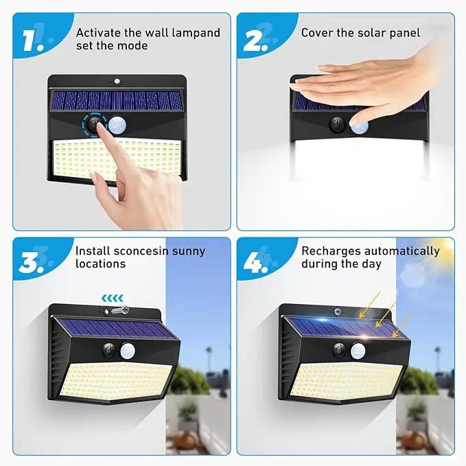 [ 16 Packs] Solar Motion Sensor Lights Outdoor, Solar Fence Lights with 3 Lighting Modes, Solar Powered Security Lights Waterproof for Outside Yard Wall Garden Backyard Deck Step Garage by GreenHaven Gardens