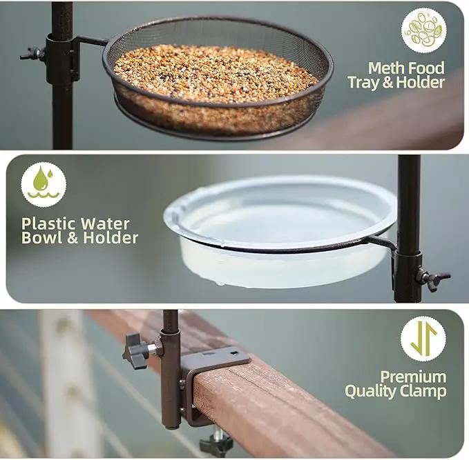 ERYTLLY Deck Hook Bird Feeder Pole Bird Feeder Porch Multi Hook Bird Feeding Station Kit Multi Feeder Hanging Kit Premium Bird Bath for Attracting Wild Birds Bird Feeder Planter Hanger by GreenHaven Gardens