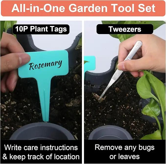 Vertical Planter, 5 Tier Stackable Strawberry Planter with Garden Tool Set, Movable Indoor/Outdoor Garden Herb Pot for Growing Vegetables and Succulents, Dark Gray by GreenHaven Gardens