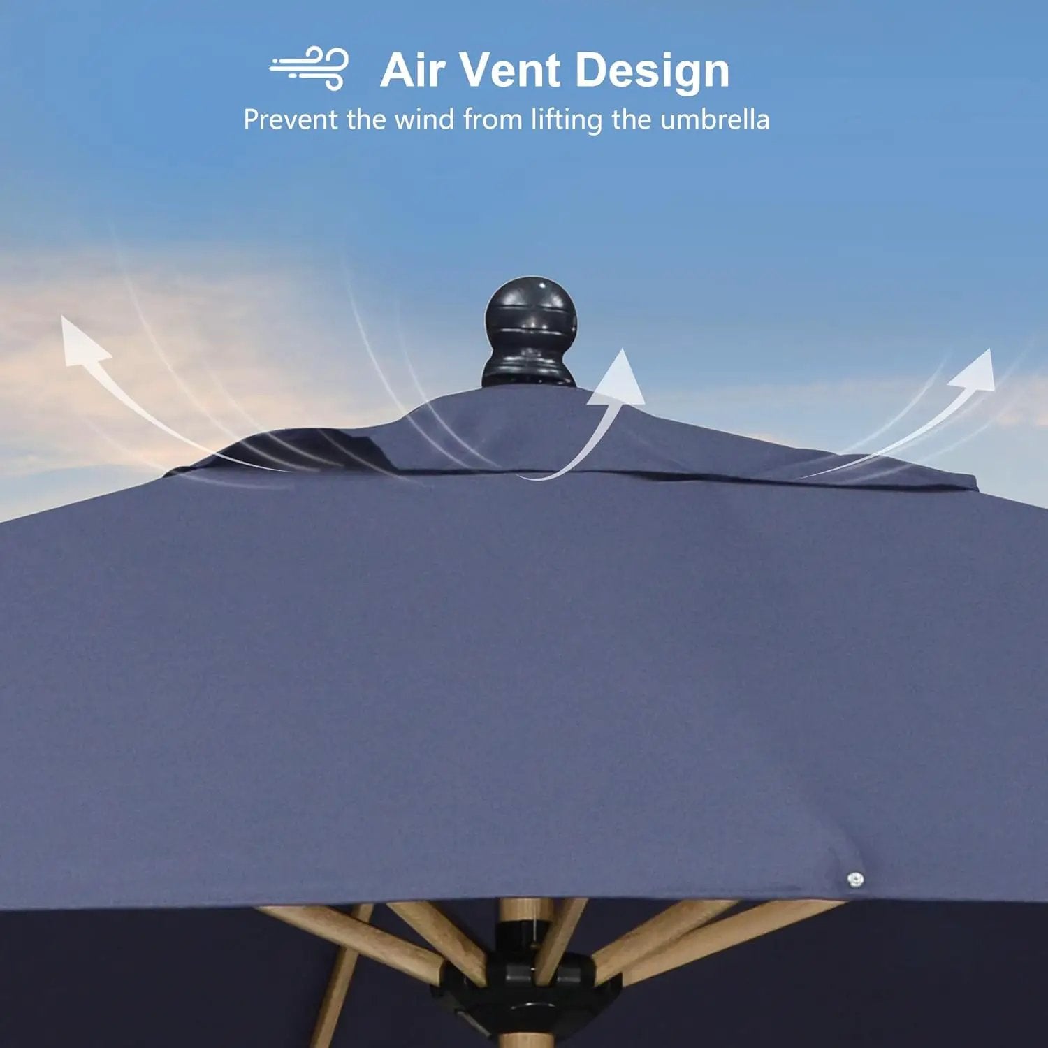 PURPLE LEAF 10' x 10' Square Patio Umbrella Outdoor Table Umbrella Aluminum Market Umbrella with 8 Sturdy Ribs & Crank Outdoor Umbrellas for Garden Deck Patio, Navy Blue by GreenHaven Gardens