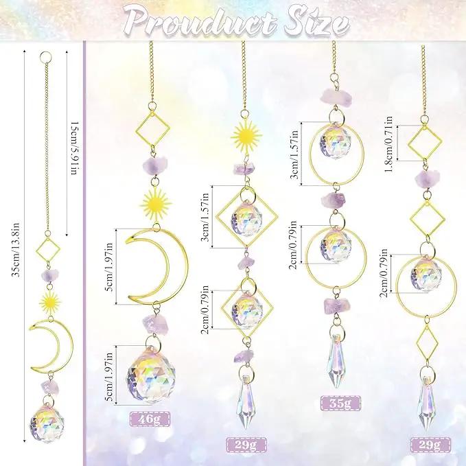 Crystal Suncatcher Rainbow Maker Hanging Prism Ornament Pendant Home Garden Car Decoration 4 Pack Gift Kit Sun Catchers Indoor Window, 13.8 Inch by GreenHaven Gardens