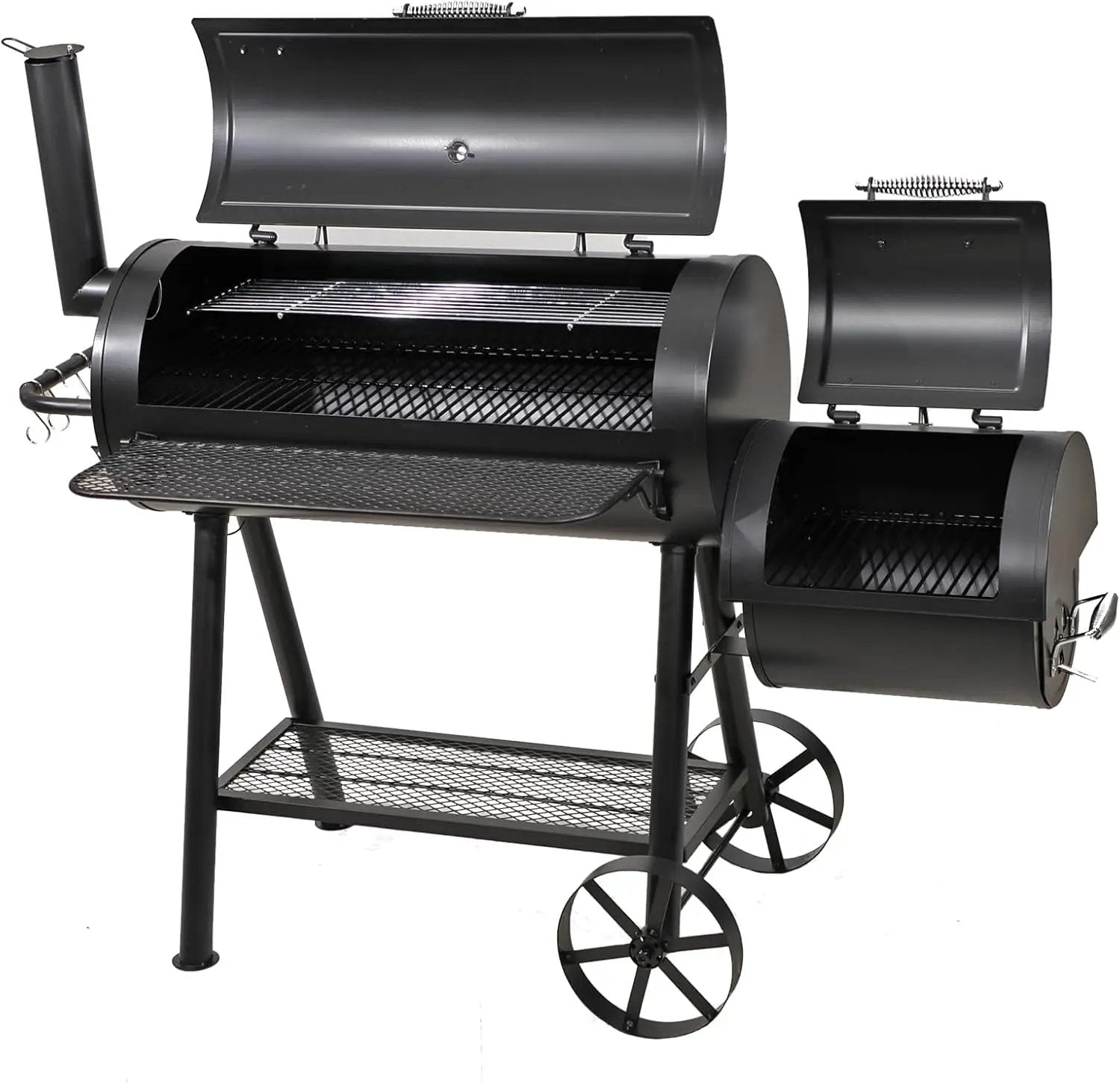 GREEN PARTY Offset Smoker Charcoal Grills with 37 Inch Cook Chamber, Barrel Smoker and Charcoal Grill Combo, 941 Sq. In. Space Barrel Smoker Grill for Outdoor BBQ Patio Backyard Cooking by GreenHaven Gardens