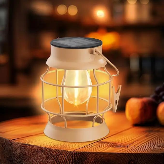 2 Pack Solar Outdoor Lights Metal Hanging Solar for Outside Lights Outdoor Waterproof Retro Design with Edison Bulb Decorative for Patio Porch Fence Garden Lawn by GreenHaven Gardens