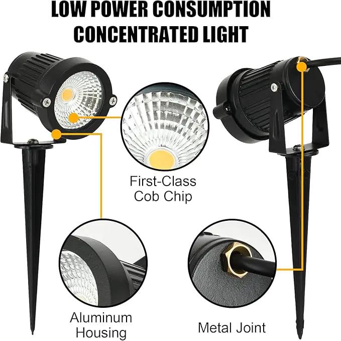 LED Landscape Spotlights Low Voltage 5W 12V 24V Garden Pathway Lights Waterproof IP66 Warm White Walls Trees Flags Outdoor Landscape Lights with Stakes by GreenHaven Gardens