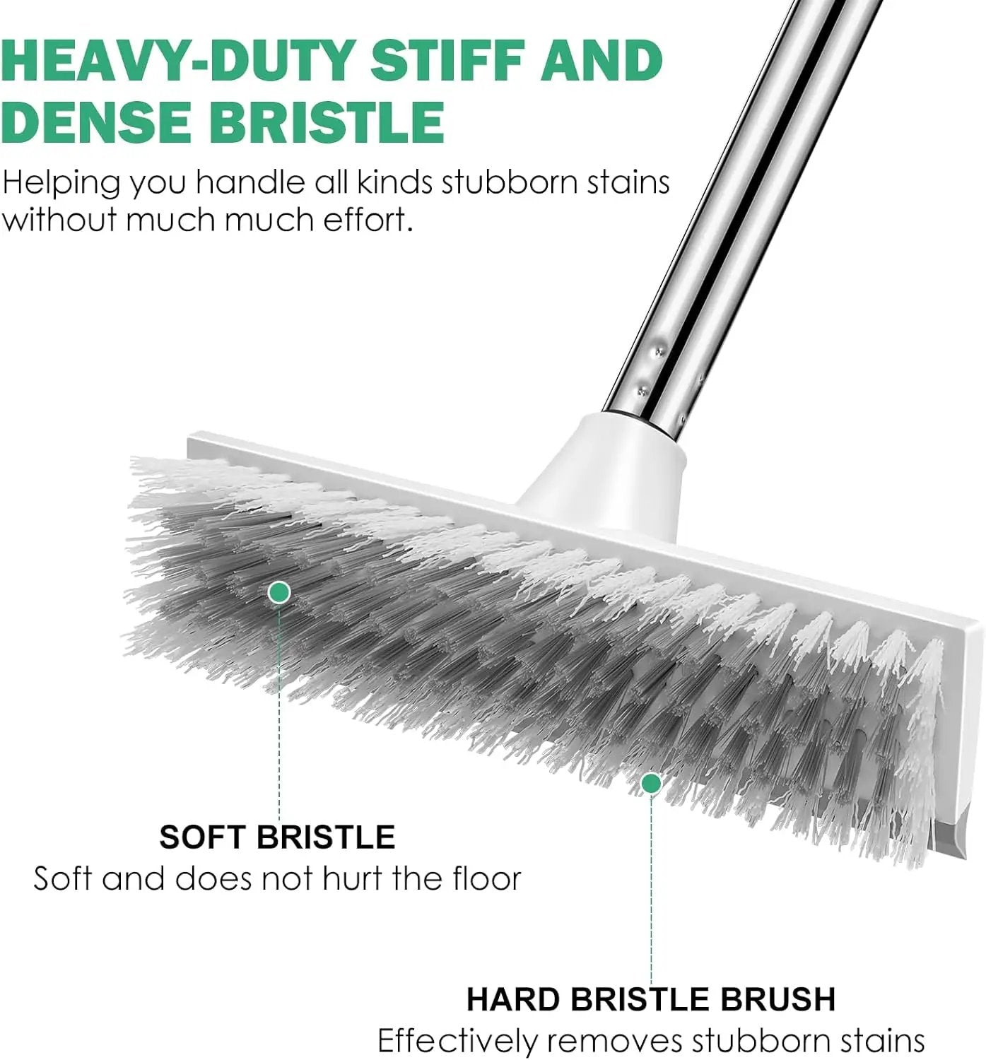 SetSail Floor Scrub Brush with 51-Inch Long Adjustable Handle 2 in 1 Scrape Brush Stiff Bristle Floor Scrubber for Cleaning Shower Bathroom Garage Kitchen Wall Deck Tub Tile,White by GreenHaven Gardens