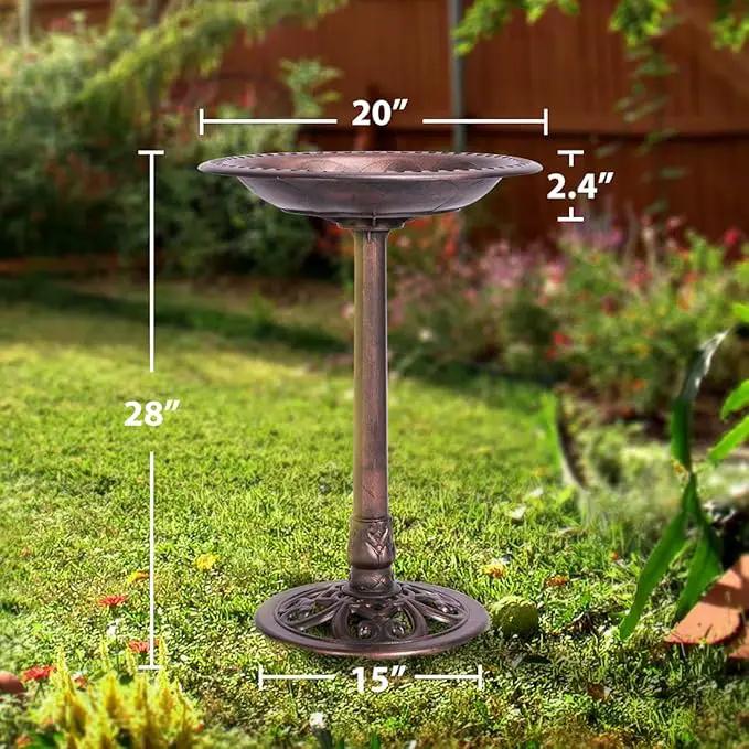VIVOHOME 28 Inch Height Polyresin Lightweight Antique Outdoor Garden Bird Bath Bronze by GreenHaven Gardens