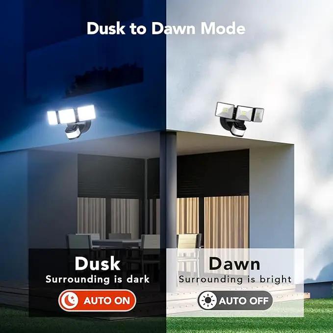 OREiN 3500LM/26W Flood Lights Outdoor, 240°/40FT Big Motion Sensor Outdoor Lights Dusk to Dawn Security Lights IP65 Waterproof 3 Modes for Outside 3500SQ.FT Front Door, Garage, Black (Hardwired) by GreenHaven Gardens