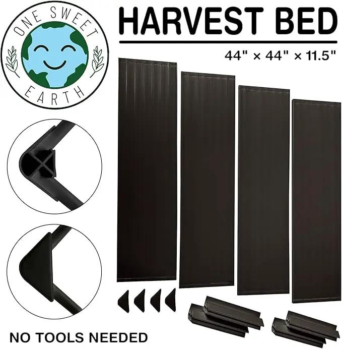 Raised Garden Bed - 4x4 ft Planter Box - Black HDPE - No Tools Needed - DIY Kit for Urban Gardening, Flowers, Herbs & Vegetables - Made in The USA by GreenHaven Gardens