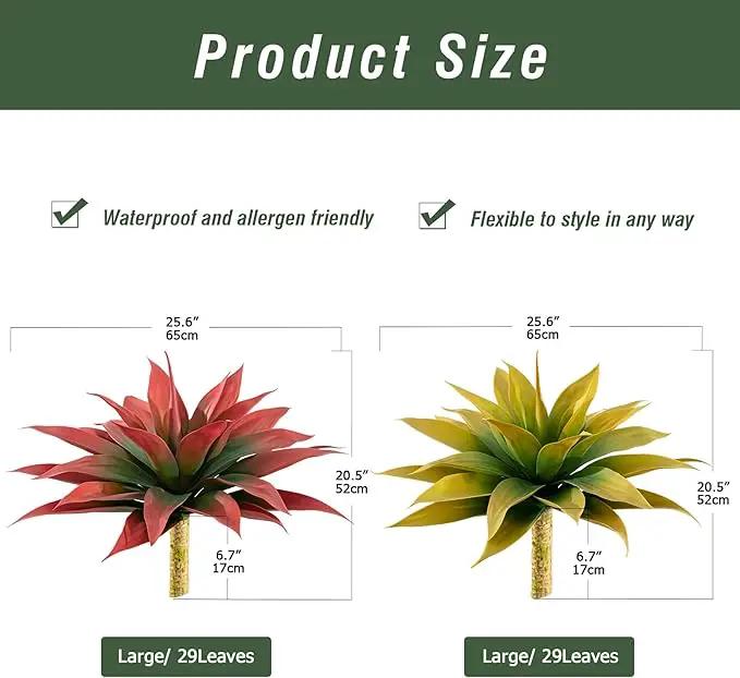 Artificial Plants Outdoor Faux Plant,Artificial Agave Faux Hostas Outdoor Uv Resistant Artificial Plants Indoor Fake Plant Artificial Agave Plant Indoor(2pcs, 28") Yellow by GreenHaven Gardens