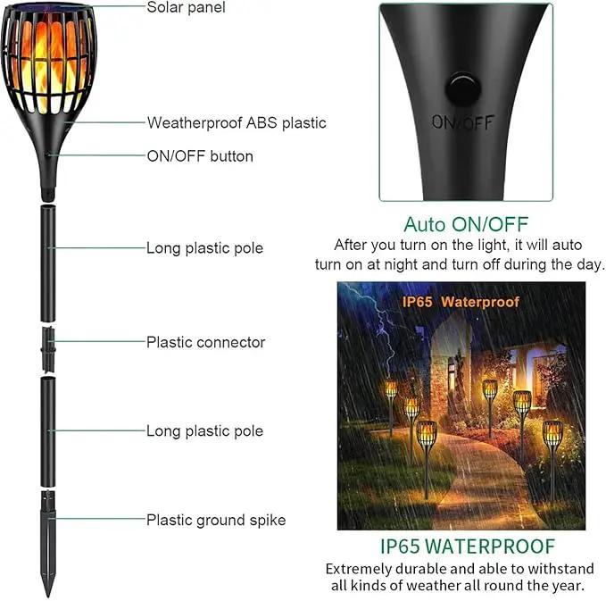 Solar Torch Flame Lights Waterproof Flickering Flames Solar Lights 43" Solar Garden Lights Outdoor Landscape Decoration Lighting Dusk to Dawn Auto On/Off for Yard Garden Pathway, 2 Pack by GreenHaven Gardens