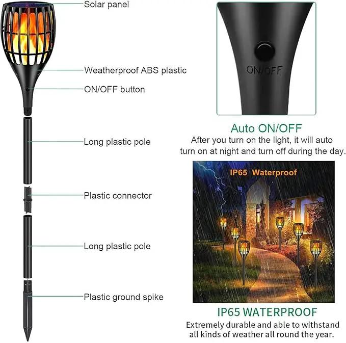 Solar Torch Flame Lights Waterproof Flickering Flames Solar Lights 43" Solar Garden Lights Outdoor Landscape Decoration Lighting Dusk to Dawn Auto On/Off for Yard Garden Pathway, 2 Pack by GreenHaven Gardens