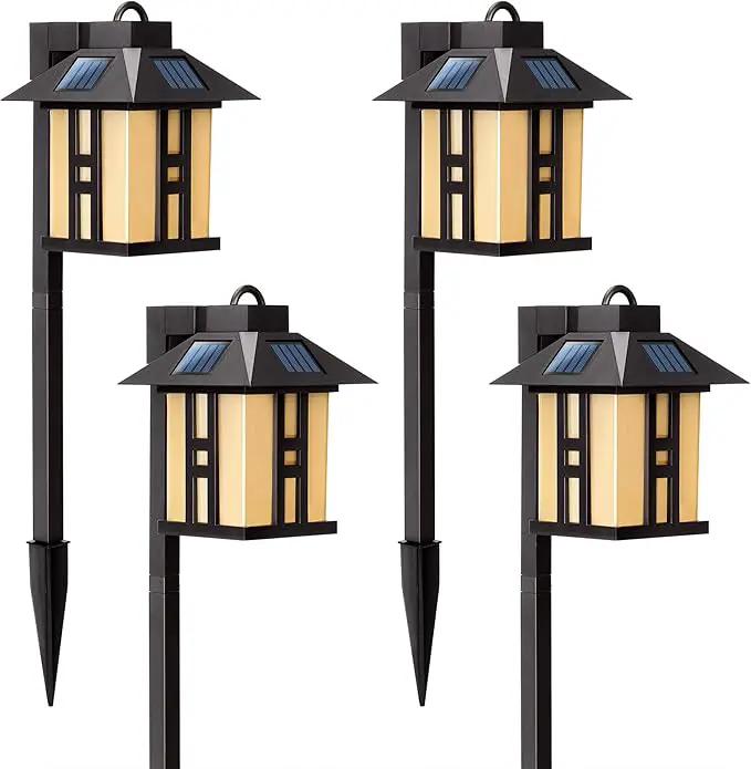 GIGALUMI Japanese Decor Solar Lights for Outside, Pathway Lights 4 Pack - Lawn/Patio/Yard/Walkway/Driveway Decoration by GreenHaven Gardens