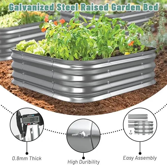 Raised Garden Bed, 3×3×1ft Galvanized Steel Planter Boxes, Heavy Duty Outdoor Raised Garden Bed Planter Kit for Gardening, Rustproof Large Garden Beds for Vegetables, Fruits, Flower Grow by GreenHaven Gardens