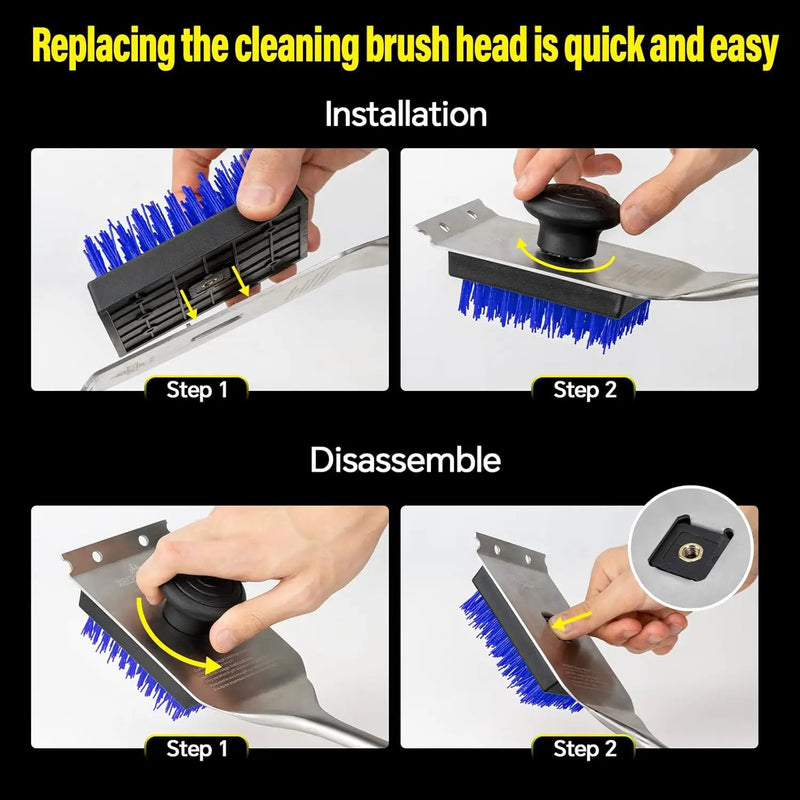 Grill Brush and Scraper, Dual Grip Design,Extra Strong BBQ Cleaner Accessories,Safe Nylon Bristles Barbecue Triple Scrubbers Cleaning Brush for Cast Iron Grates/Porcelain/Charcoal Grill by GreenHaven Gardens