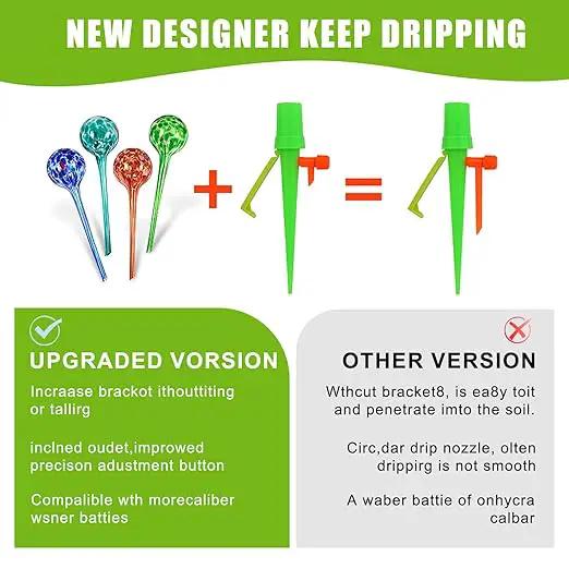 New Upgrade Plant Self Watering Spikes Devices, Plant Drip Irrigation System with Slow Release Control Valve Switch - Adjustable Watering Devices for Outdoor Indoor Garden Plants (16, Orange+Green) by GreenHaven Gardens
