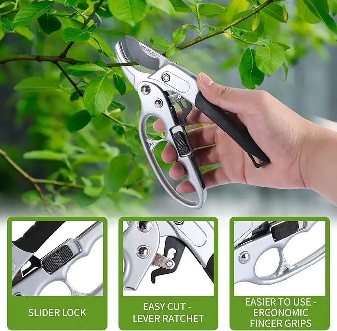 Garden Clippers, Premium Germany Pruners, Work 3 Times Easier, Professional Pruning Shears, Cutting Rose, Flower, Hedge, Stem, Sharp Scissors Gardening Tools, Arthritis Weak Hand Snips by GreenHaven Gardens