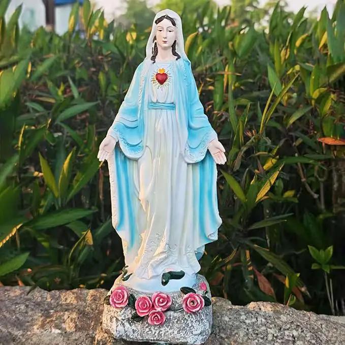 Solar Outdoor Garden Lights Religious Series-Virgin Mary Statue,Blessed Virgin Mary Mother Figure with Solar Flower Ligths,Home/Garden Decor, Religious Gift to Women/Mom(11.81" H) by GreenHaven Gardens