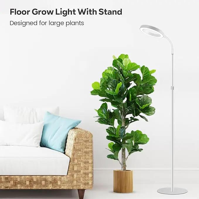 Garpsen Grow Light, Full Spectrum LED Plant Lights with Stand, 3 Color Modes Floor Grow Lamp with Timer 6/12/16H, 5 Dimmable Levels, 67'' Adjustable Height for Indoor Large Plants(White) by GreenHaven Gardens
