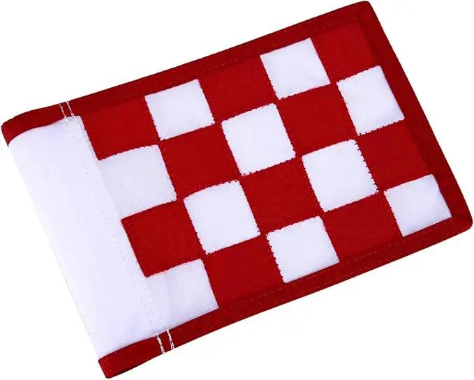 Nylon Golf Putting Green Flags - Solid & Checkered, Indoor/Outdoor, 8.7"x6" (White-Red) by GreenHaven Gardens