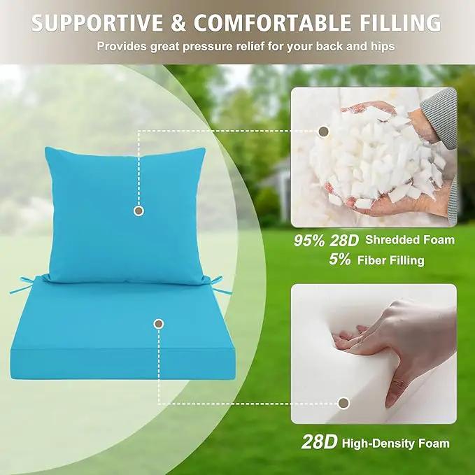 Outdoor Chair Cushions, Waterproof Outdoor Cushions for Patio Furniture w/Fade-Resistant, Removable & Machine-Washable Covers, 19x19 Inch, Ideal for Seat in Gardens/Porch – Set of 1/2/4, Teal by GreenHaven Gardens