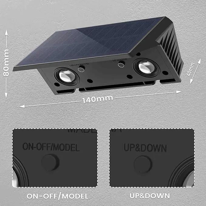Fence Lights Solar Powered, 6-Pack Solar Fence Lights Up/Down Flexible Buttons, IP67 Waterproof for Outdoor, 120LM Bright, Auto Dusk to Dawn for Wall/Stairs/Yard/Railing/Deck/Pathway (Warm White) by GreenHaven Gardens