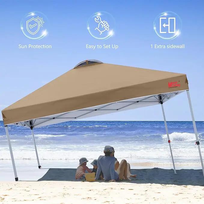 MASTERCANOPY Durable Pop-up Canopy Tent with 1 Sidewall (6.6'x6.6',Khaki) by GreenHaven Gardens
