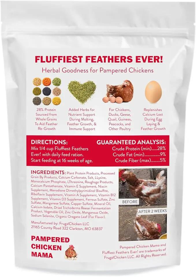 Pampered Chicken Mama Backyard Chicken Molting Supplement: Fluffiest Feathers Ever Backyard Chicken Feed and Supplies for Hens (6 Pound Economy Size) by GreenHaven Gardens