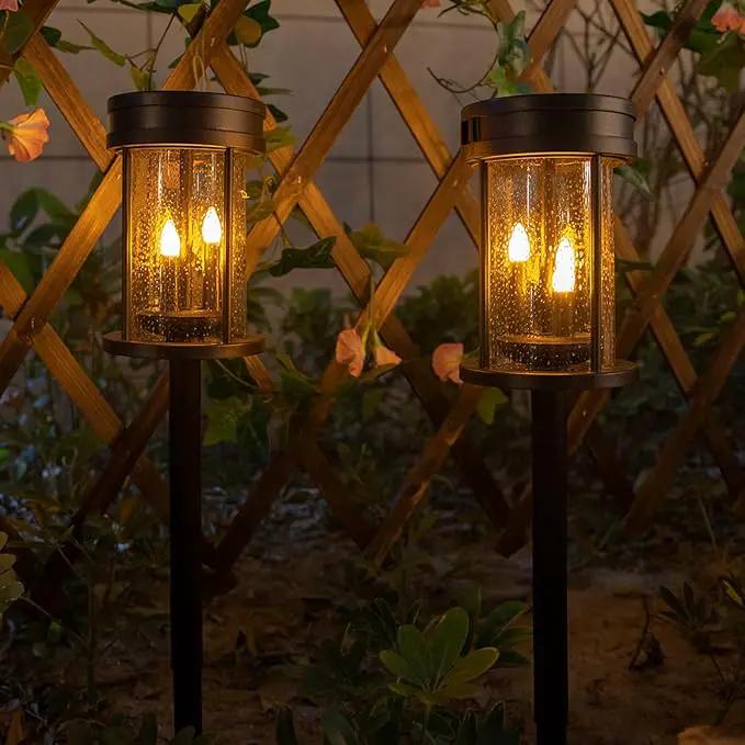 Beautyard Solar Lanterns Outdoor Waterproof Solar Candles Lantern Garden Lanterns Flickering Candle Lantern Lights Outdoor Patio Decor Mothers Day Gifts 2 Packs by GreenHaven Gardens