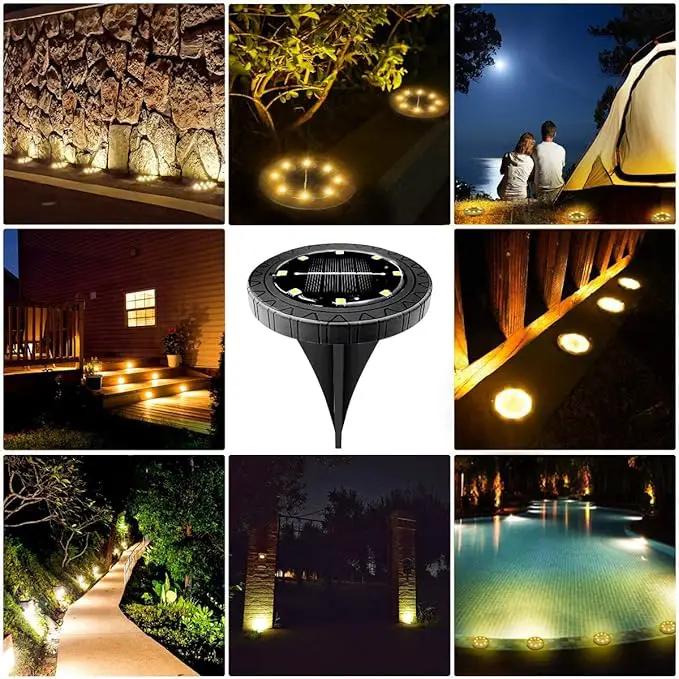 Solar Powered Ground Lights 2Pack,Waterproof LED Solar Lights Outdoor Solar Disk Lights Decorative,Solar Garden Lights for Landscape Pathway Patio Yard Walkway Path Lawn Driveway (Warm White) by GreenHaven Gardens