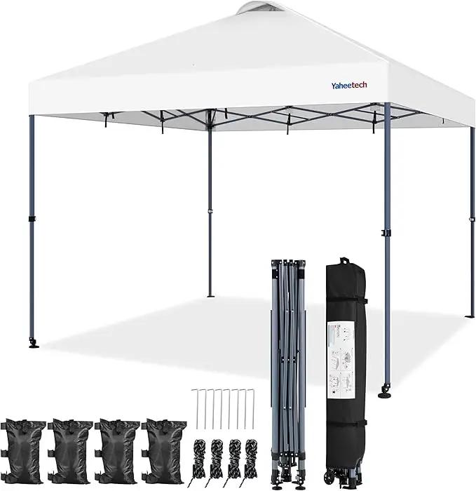 Yaheetech 12x12 Pop-up Canopy Tent w/ 2 Integrated Wheels for Mobility, Waterpoof & Heavy Duty, Instant Sun Shelter with Carry Bag, Weight Bags for Outdoor Camping Beach Patio Parties, White by GreenHaven Gardens