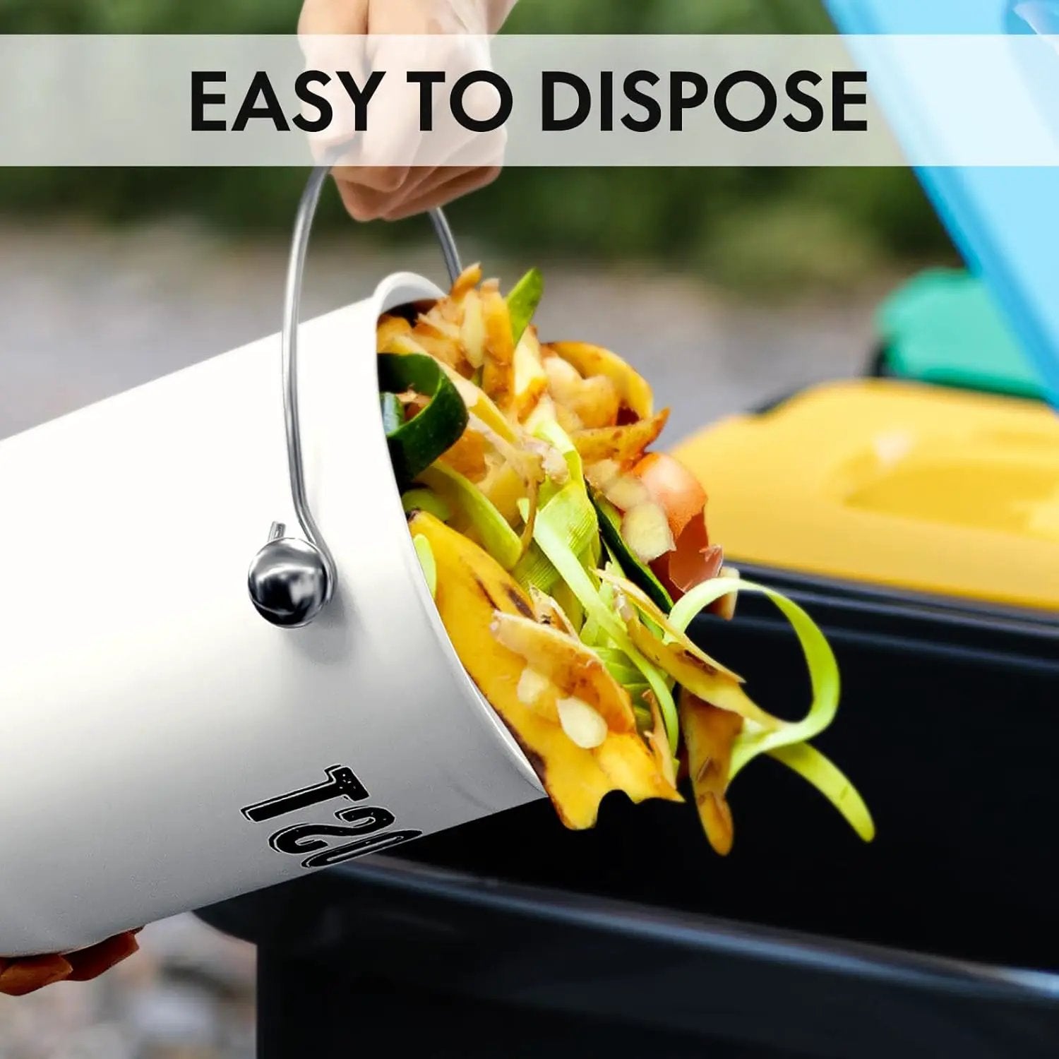 Compost Bin Kitchen, ENLOY Countertop Compost Bin with Lid Use for Kitchen Food Waste, Powder Coated Rust Proof Odorless Compost Bucket, 1.3 Gallon, White by GreenHaven Gardens